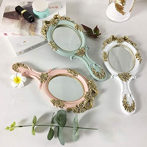 Vintage ručno ogledalo, ispraznost ružičasto zrcalo šminke, kompaktni ručni mirheli, poklon za mamu, ženu, prijateljicu djevojke