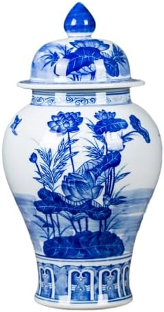Orijentalne keramičke staklenke đumbira s poklopcima za kućni dekor Jingdezhen ručno oslikani lotos plava bijela porculanska