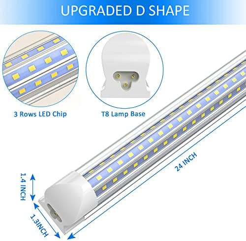 CNSunway 2ft LED trgovina, 24W 5000k Utility T8 LED svjetlosno učvršćenje, 2680 lm Super Bright, D oblik, visoki izlaz, LED