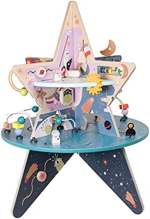 Manhattan Toy Toy Double-Decker Centar Star Explorer Wooden Active Center s oblikama, spinnerima, stazama i primamljivim