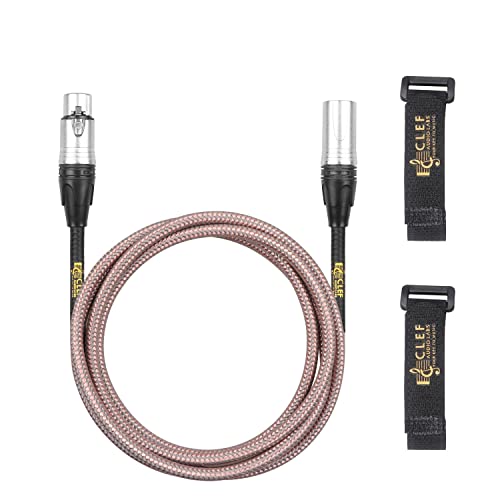 CLEF Audio Labs XLR kabel, 3 metra, uravnoteženi kabel od 22AWG, muški do ženke, 24K zlatni konektori od 3-pina, bakrena