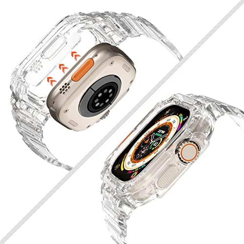Airyzgood kompatibilan za Apple Watch Band Ultra 49 mm s kućištem odbojnika, Crystal Clear Soft Sport Sport -trag zaštitni