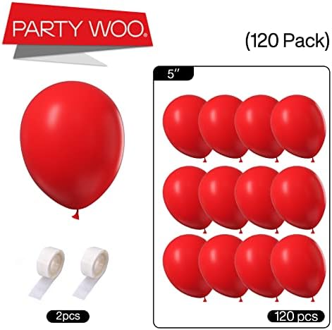 Partywoo Red Balloons 120 PCS i CREPP papir Streamers 4 Rolls