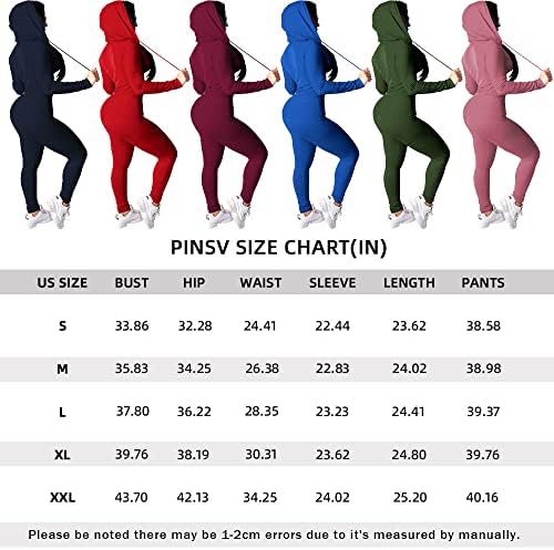 PINSV žene dvodijelne odjeće za vježbanje set bodycon tracksuit dugih rukava s patentnim zatvaračem jakna s jaknom jogger
