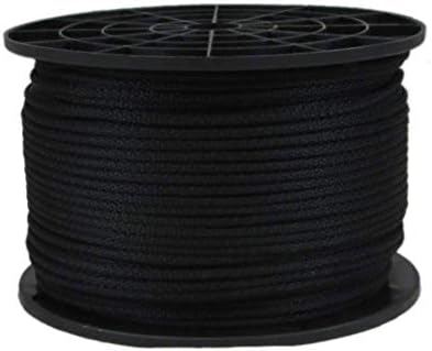 1/8 inča crna kabel od poliestera - 500 stopala | Čvrsta pletenica - industrijski stupanj - visoka otpornost na UV i abraziju
