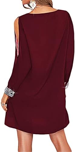 Ženske midi haljine 2022 Ženska haljina s izrezom i šljokicama u obliku slova u, majice s dugim rukavima s printom, haljine