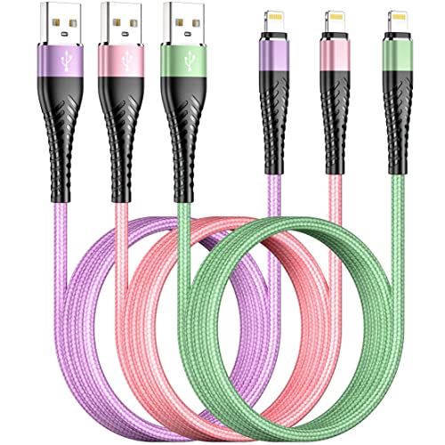 Kabel za punjač iPhonea [Apple MFI certificiran] 3Pack 6ft Šareni najlon pleteni kabel munje Brzi punjač iPhone punjač kompatibilan