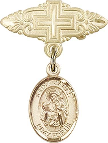 Dječja značka za šarm Svetog Jakova i pribadača za križnu značku / 14k zlatna značka za bebe sa šarmom Svetog Jakova i pribadača
