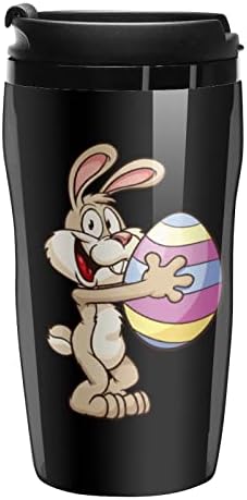Uskršnji zeko koje drži veliko jaje izolirane kave šalica za kavu šalica kave za kavu Tumbler putnička šalica s poklopcem