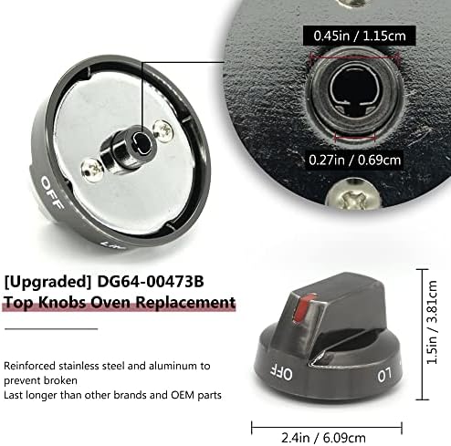Nadograđeni DG64-00473B štednjak s gumbom plinska pećnica Kontrolni gumb kompatibilan sa Samsung crni dodaci od nehrđajućeg