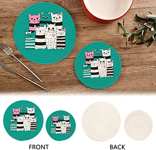Triveti Xigua mačjeg lonca Set od 2 toplinske toplinske jastučiće za ukrašavanje kuhinjskog stola za vruće posuđe/lonac/zdjelu/čajnik/držači