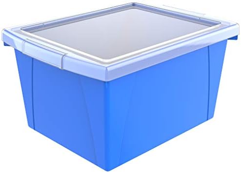 Storex kante za odlaganje s 4 galona s poklopcem-Organizator plastične učionice za knjige i zalihe, plava, 6-pack