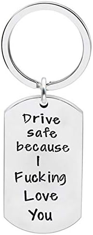 Privjesak za ključeve za vozača vozite sigurno jer te jebeno volim, poklon mužu kamiondžiji, novi poklon za vozača za tipa