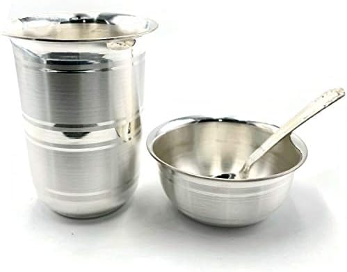 Balaji 999 čisto srebrno 3,5 inčni staklo, 3,5 inčni zdjela i žlica za djecu - 3,5 -inčni set03