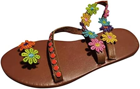 Žene lepršave sandale sandale Summer Comfort boho cvjetni dijapozitivi klizanje na sandalovoj luku podršku otvorenih nožnih
