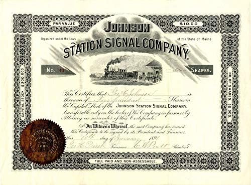 Johnson Station Signal Co. - Potvrda o skladištu