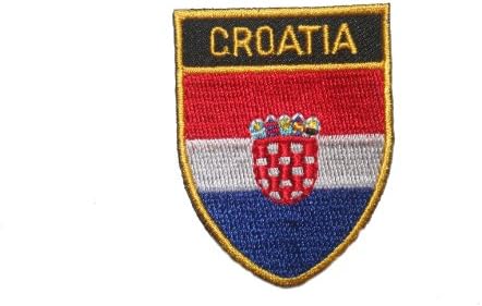 Hrvatska hrvatska seoska zastava Ovalni štit izvezeno željezo na patch grebenu značka 2 x 2 1/2 inča .. Novo