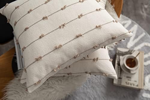 Caflife boho bacanje jastuka za jastuke 20x20 inča bež i prirodna posteljina, set od 2 moderne pokrivače za jastuk za seoske