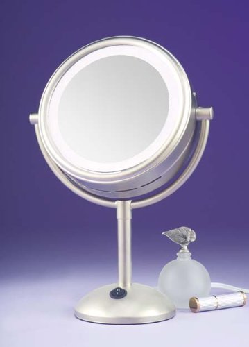 SPEERT Dvostrano osvijetljeno ogledalo šminke Okrugla | Okretni tabletop ispraznost ogledalo povećano 5x