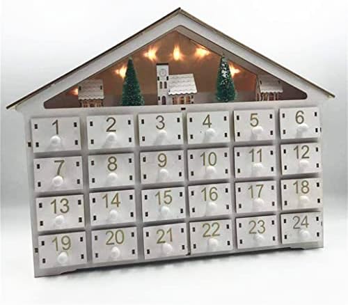 Božićni bijeli LED 24-dnevni drveni adventski kalendar s osvjetljenjem na baterije 24 kutije za pohranu kućni adventski kalendar